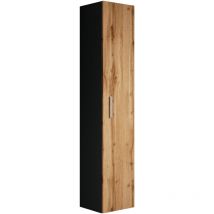 Badezimmer Badschrank Pluto 150cm Schwarz, Eiche - Regal Schrank