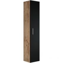 Badezimmer Badschrank Pluto 150cm Eiche Kastanie mit mat Schwarz