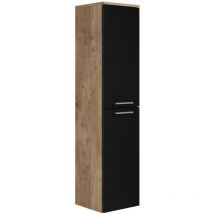 Badplaats - Badezimmer Badschrank Saturnus 130cm Kastanie Eiche mit mat Schw