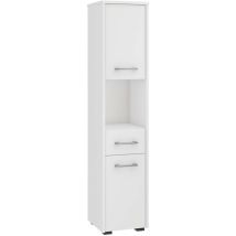 Abamihome - Badezimmersäule akord fin Weiß 30 cm 2 Türen Schublade 5 Ebenen B30 x H140 x T30 cm