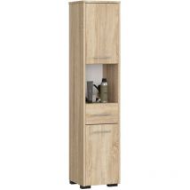 Abamihome - Badezimmersäule akord fin Sonoma-Eiche 30 cm 2 Türen Schublade 5 Ebenen B30 x H140 x T30 cm
