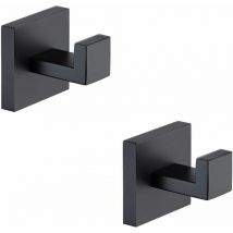 Qersta - Bademantelhaken fürs Badezimmer, Badetuchhaken, Mattschwarz, 2er-Pack, Kleiderhaken aus Edelstahl, robuste Wandhaken für Badezimmer und