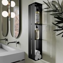 Badezimmer Regal Hängend Schwarz Metall Ohne Bohren - Und Mit Bohrung, Badregal Wand Schmal, Shampoo Halterung Für Dusche, Modernes Badezimmermöbel, 