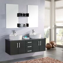 Simba - Badezimmer-Set 150 cm Schwarz Waschbecken inklusive - Butterfly