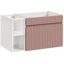 Badezimmer-set Icon: Waschtischunterschrank 80cm In Pudrigem Rosa Mit Sichtbaren Weißen Fächern