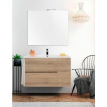 Allstone - Badezimmer-Set Itaca, 2 Schubladen und eine Tür, 9 verschiedene Farben, 15 Maße, inkl. Möbel, Waschbecken und Spiegel, Sand 120x45Cm 1