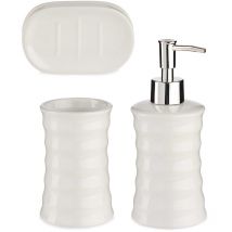 Weißes Badezimmer-Set striped, 3er-Set