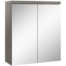 Badplaats – Badezimmer Spiegelschrank Toledo 60cm Grau Eiche – 600x200x600mm – Spanplatten – 2 Türen – 20cm Tiefe
