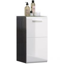 Riva B Badschrank Wandaufhang, 1 Tür, weiß Hochglanz, grau.