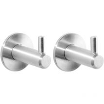 Badezimmerhaken aus Stahl für Zuhause. 2er-Set Badezimmerhaken für Handtücher, Bademäntel, Hüte. Badezimmerzubehör aus langlebigem, matt gebürstetem