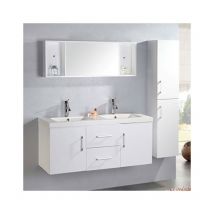 Simba - Badezimmer-Set 120 cm Weiß mit Säule und Waschbecken - White Malibu