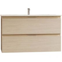 Kassia - Hängendes Badezimmermöbel Maya 100x60x45 cm mit Waschbecken und 2 Soft-Close-Schubladen, Eiche –