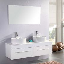 Badezimmer-Set 150 cm Weiß Waschbecken inklusive - White Cardellino