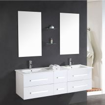 Badezimmer-Set 150 cm Weiß Waschbecken inklusive - White Rome