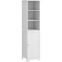 Kleankin Badezimmerschrank Badschrank mit 3 offenen Fächern, Bad Hochschrank mit 1 Schrankfach, Aufbewahrungsschrank für Badezimmer, Wohnzimmer,