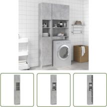 Longziming - The Living Store Badezimmerschrank Betongrau 32x25,5x190 cm Holzwerkstoff - Badezimmermöbel - Holzschränke - Beton Grau - Schreibtisch