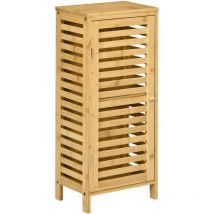 Badschrank Badezimmerschrank, Bad Beistellschrank mit Lamellentür, 2 Fächern, Aufbewahrungsschrank für Badezimmer, Wohnzimmer, Natur, 30 x 19,9 x 70