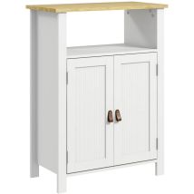 Badezimmerschrank Mit Offenem Fach Und Doppeltür-schrank, Weiß/naturholz, 60×30×80,5 Cm