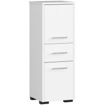 Abamihome - Stehender Badezimmerschrank akord fin Weiß 30 cm 2 Türen Schublade 3 Ebenen B30 x H85 x T30 cm