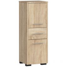 Abamihome - Stehender Badezimmerschrank akord fin Sonoma-Eiche 30 cm 2 Türen Schublade 3 Ebenen B30 x H85 x T30 cm
