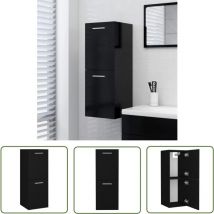 Maison Chic - The Living Store Badezimmerschrank Schwarz 30x30x80 cm Holzwerkstoff - Badezimmermöbel - Wandregal - Schubladen - Stauraum - Schwarz