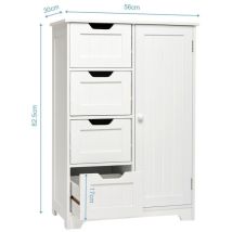 Badezimmerschrank, Sideboard Mit 4 Schubladen Und 1 Tür, Badezimmer Kommode Mit Verstellbare Regal, Moderner Stil Für Bad Wohnzimmer, Schlafzimmer, 