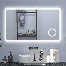 Acezanble - Badezimmerspiegel Wandspiegel led Badspiegel mit steckdose Bluetooth 3 farben Dimmbar Memory Funktion 120x70cm