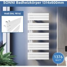 Sonni - Badheizkörper Design Heizkörper Paneelheizkörper Handtuchwärmer Weiß 600x1314mm