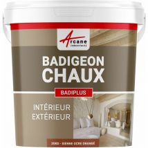 Badigeon à la chaux décoration intérieure extérieur maison BADIPLUS - 20 kg (jusqu'à 100 m²) Sienne - Ocre Orangé - ARCANE INDUSTRIES