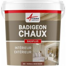 Badigeon à la chaux décoration intérieure extérieur maison BADIPLUS - 5 kg (jusqu'à 25 m²) Marsala Brun Rouge - ARCANE INDUSTRIES