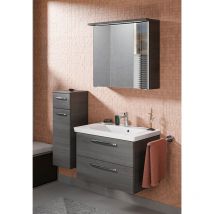 Badmöbelset mit Mineralmarmorbecken TRENTO-66 in Graphit Struktur Nb., b/h/t: ca. 125/200/51 cm