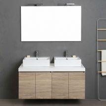 Kiamami Valentina - Badmöbel 120Cm Mit 4 Türen Naturrovere Doppelwaschbecken Valentina
