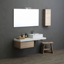 Kiamami Valentina - Badmöbel 120Cm Weiss Und Eiche Mit Rechteckigem Waschbecken Valentina
