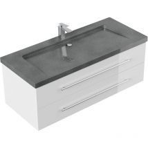 Badmöbel Granit G654 Damo 130 Cm 1 Hahnloch Softclose Weiß Hochglanz