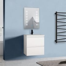 Biubiubath - Badmöbel Set 50 cm Unterschrank Selbstmontierter mit Weiß Mineralguss waschtisch Unterschrank mit Weiß Matt