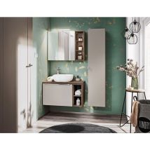Fun Moebel - Badmöbel Set 6-tlg Badezimmerset akan Taupe Spiegelschrank 60cm inkl. Waschtisch