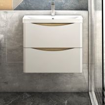 Biubiubath - Badmöbel Set 60 cm Unterschrank Geräuschlos Eiche Weiß Unterschrank mit Waschtisch