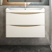 Biubiubath - Badmöbel Set 80 cm Unterschrank Geräuschlos Eiche Weiß Unterschrank mit Waschtisch