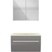Acquavapore - Badmöbel Set Gently 3 V1 Weiß/Grau mdf Waschtisch 70cm ja mit 1x 5W led / 1x Energiebox