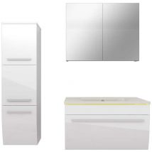 Badmöbel Set Gently 3 V2-l Weiß Badezimmermöbel Badspiegel Waschtisch 70 Cm
