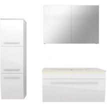 Acquavapore - Badmöbel Set Gently 3 V2-L Weiß Badezimmermöbel Badspiegel Waschtisch 80 cm ohne LED-Beleuchtung