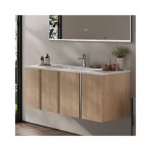 Bridge Beno - Badmöbel Set mit Waschbecken & Unterschrank Waschtisch 120 cm, 4 Türen mit Soft-Close Badezimmer Komplettset-Komplettset mit