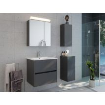 Badmöbelset Taifun 60cm 4tlg Mit Spiegelschrank Und 2x Badschrank Grafit