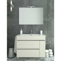 Ducha - Badmöbel auf Standfüßen hémera mit Keramik Waschtisch und Spiegel - 2 Schubladen und seitlicher Stauraum mit Tür - Handtuchhalter als