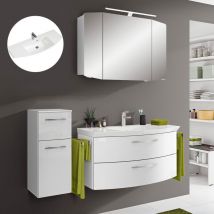 Lomadox - Badmöbel Set mit Unterschrank CERVIA-66 in Hochglanz weiß, inkl. LED-Beleuchtung, b/h/t: 148/200/50,5 cm