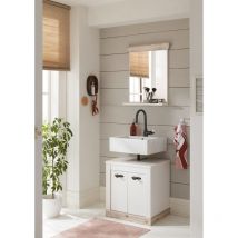 Lomadox - Badmöbel Waschtisch Set 2-tlg. FERNA-61 in Pinie weiß Nb. mit Absetzungen in Pinie dunkel Nb., b/h/t: ca. 60/200/46 cm