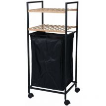 Wäschekorb Mobiler Badwagen mit 2 Ablagen Badregal 2-in-1