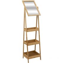 Badregal mit Spiegel, 3 Ebenen, Bambus, 40x40x160 cm - 5 Five Simple Smart