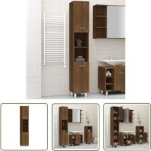 Tovbmup - The Living Store Badschrank Braun Eichen-Optik 30x30x179 cm Holzwerkstoff - Badeschrank - Badmöbel - Badezimmerorganisation - Holzschränke