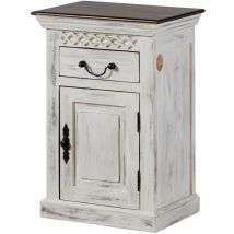 Massivmoebel24 - Badschrank Mango / Akazie 50x35x72 weiß gewachst castle-antik 112